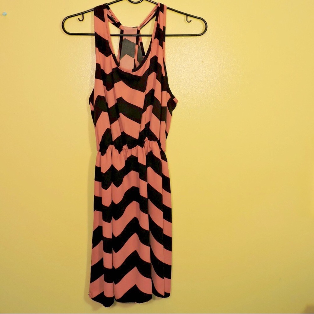 STRIPED PEACH & BLACK SUMMER DRESS